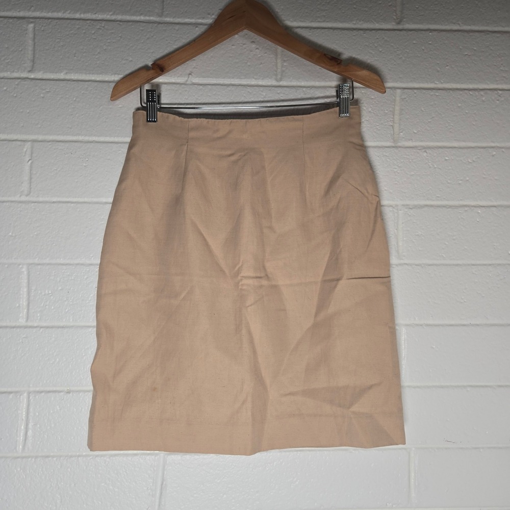Vtg Ralph Lauren Pencil Skirt 10 Tan Linen Blend Knee Length Office Career